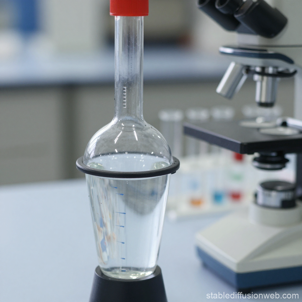 Laboratory Glassware and Microscope in Scientific Setting