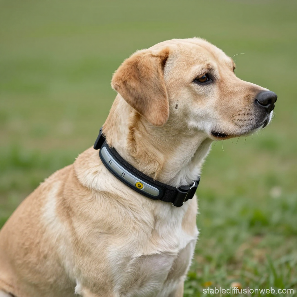 Labrador Retriever Wearing Electronic Collar Outdoors
