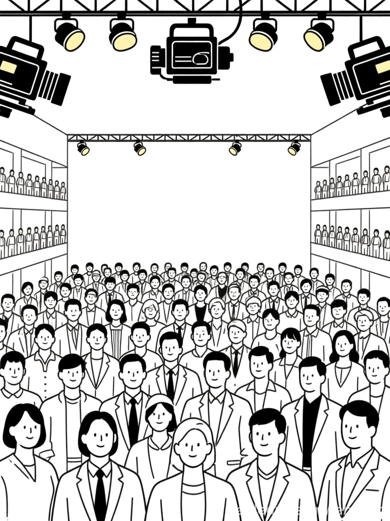 Large Crowd of People in a Studio Setting
