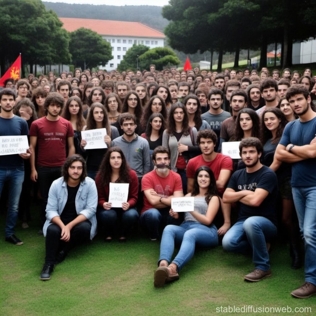 Large Group of Young Adults Posing Outdoors