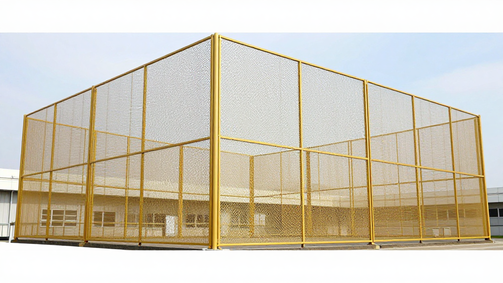 Large Yellow Metal Fence Enclosure in Industrial Area