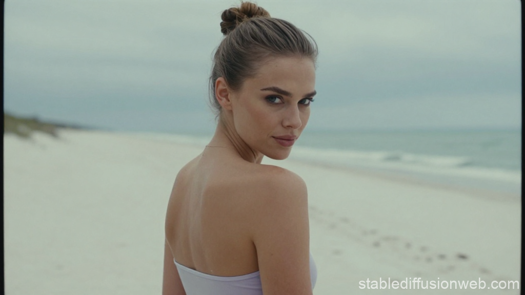 Latvian Model Posing on a Serene Beach