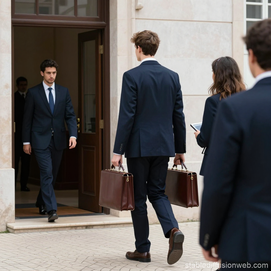 Lawyers Entering Lisbon Court Building
