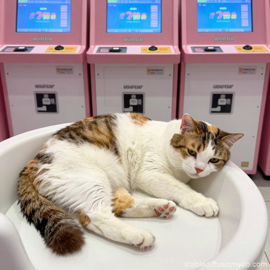 Lazy Cat Relaxing in a Modern Setting