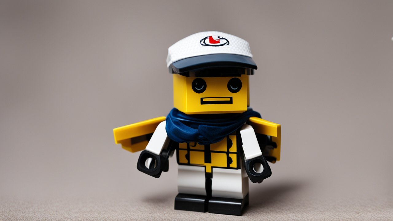 Lego Hornet Minifigure with White Cap and Blue Scarf