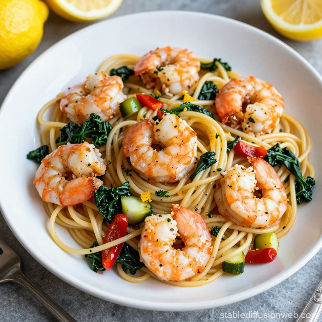 Lemon Garlic Shrimp Pasta with Fresh Vegetables