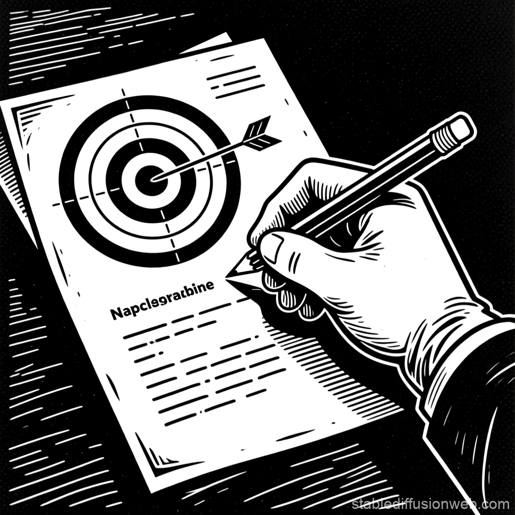 Linocut Style Hand Writing on Target Paper