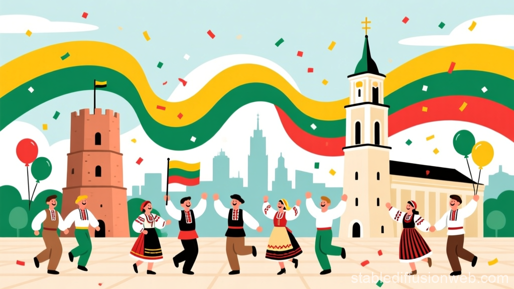 Lithuania Independence Day Celebration Vector Illustration