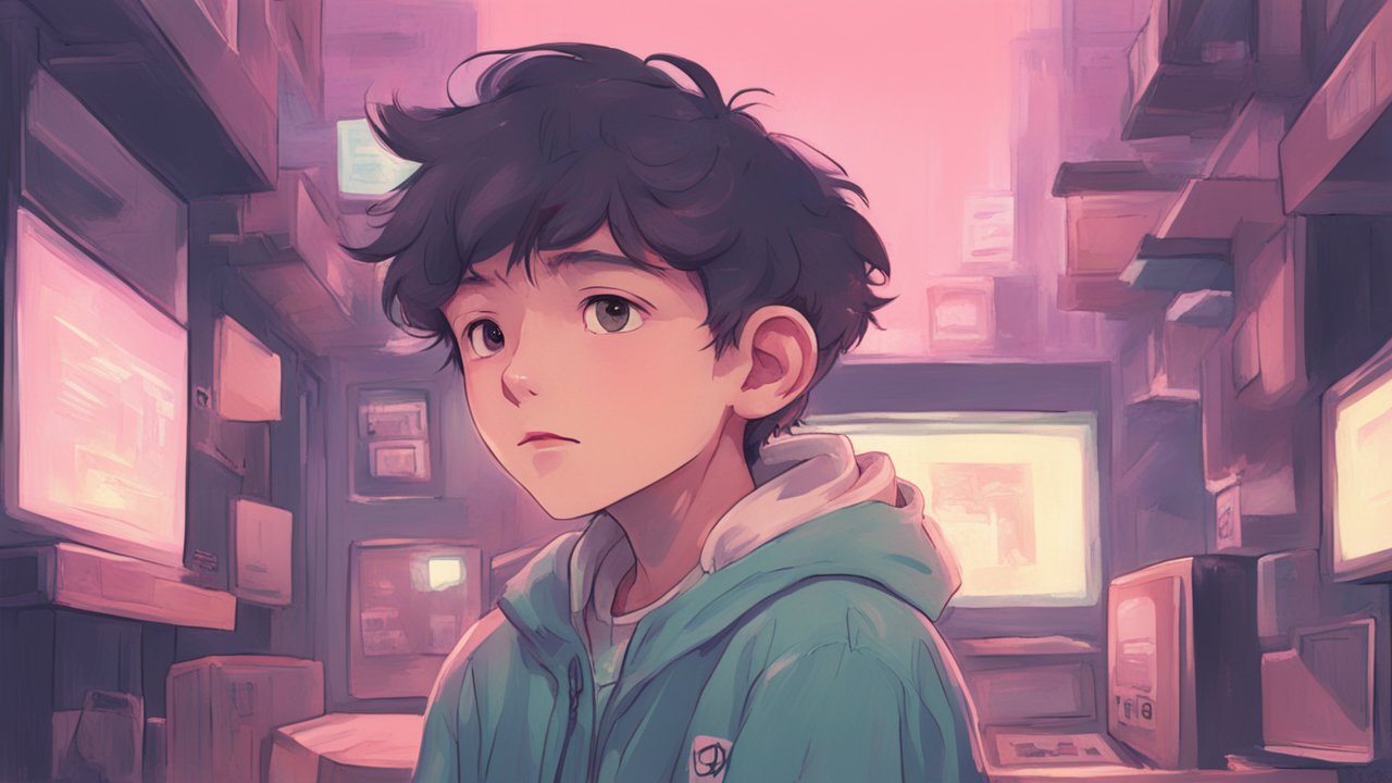 Lofi Style Portrait of a Thoughtful Boy in a Cozy Room