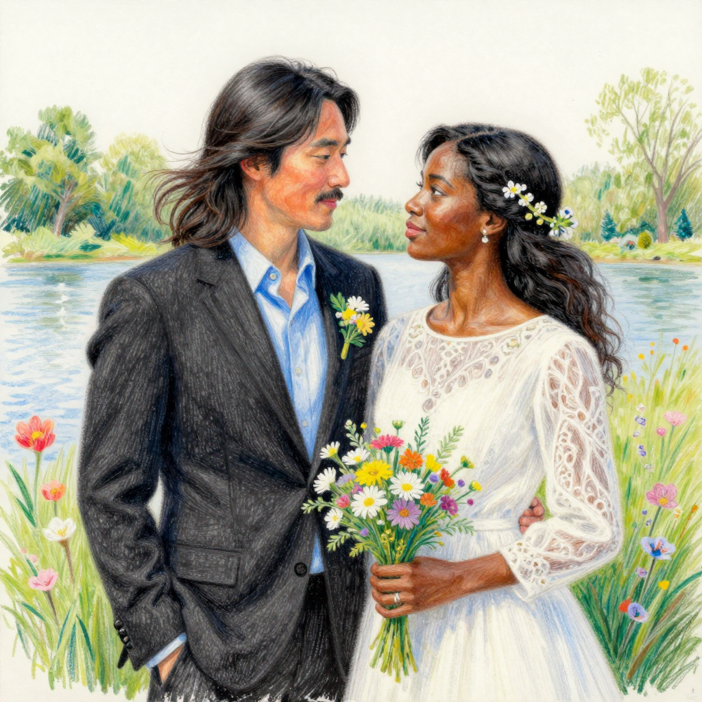 Love Amid Wildflowers by the Lake