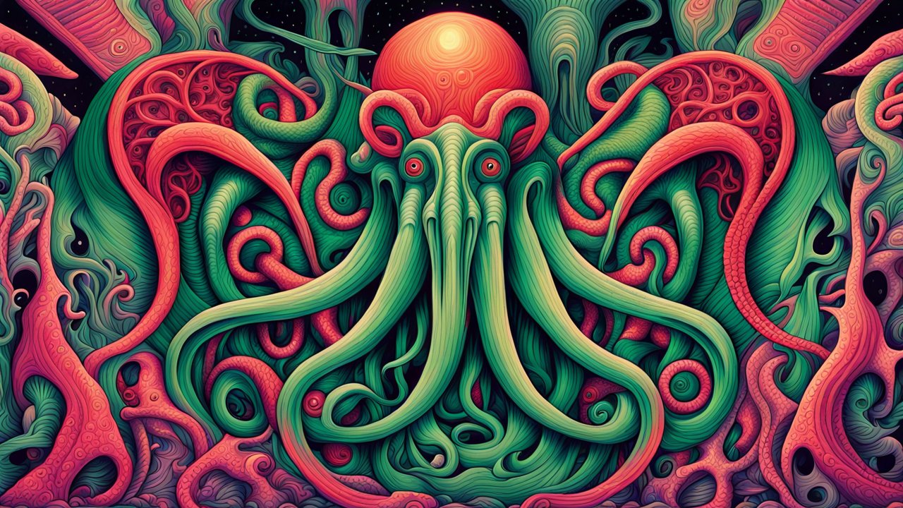 Lovecraftian Octopus with Intricate Tentacles