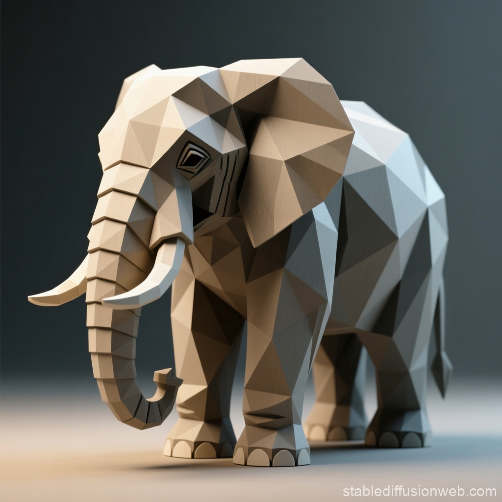 Low Poly Elephant Figurine 3D Render
