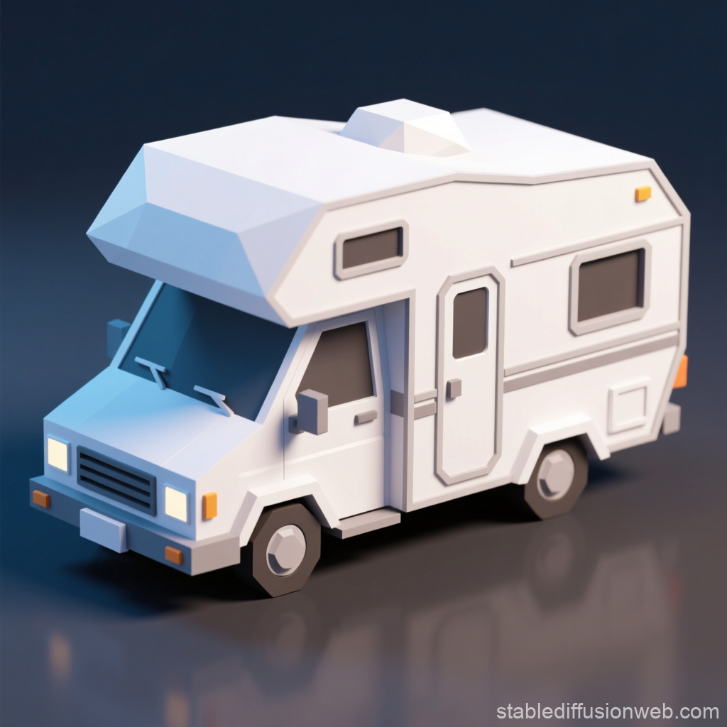 Low Poly White Camper Van 3D Render