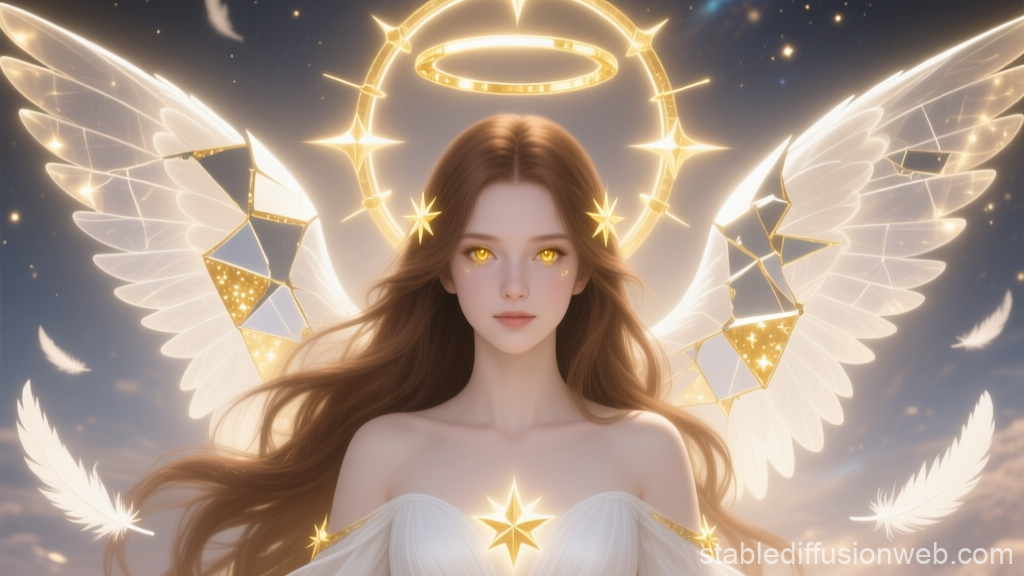 Lumiel Seraph Angel with Radiant Golden Halo and Wings