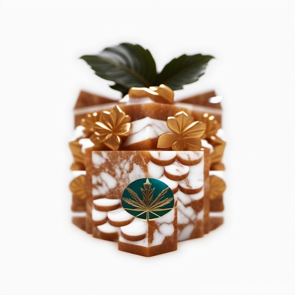 Luxurious Marble and Gold Decorative Box with Leaf Motif