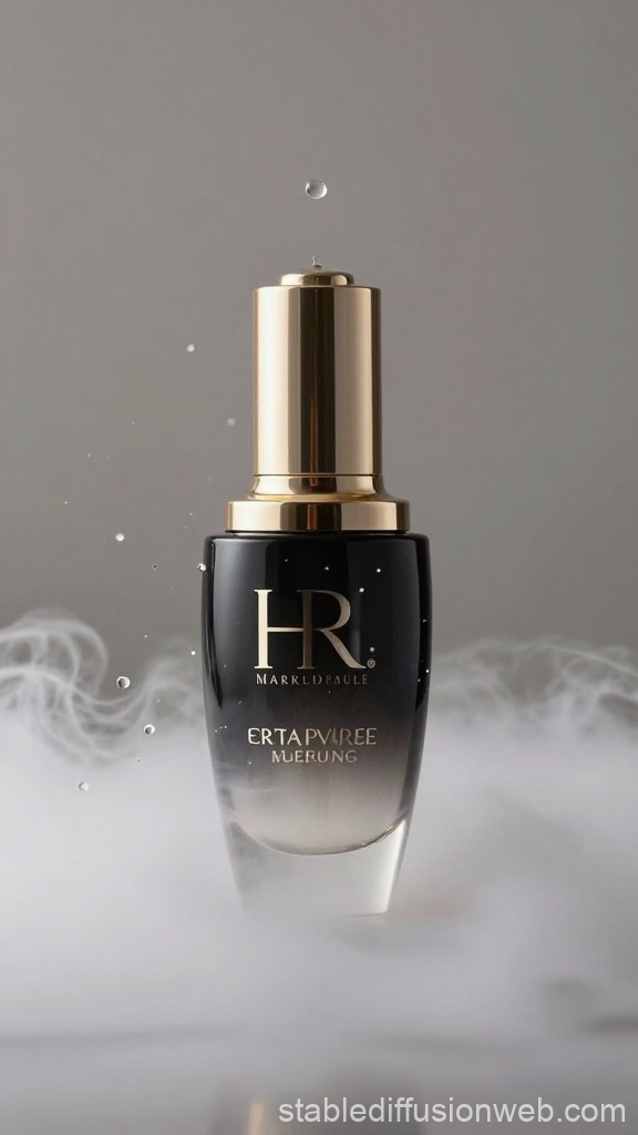 Luxury Cosmetic Bottle with Mist and Water Droplets