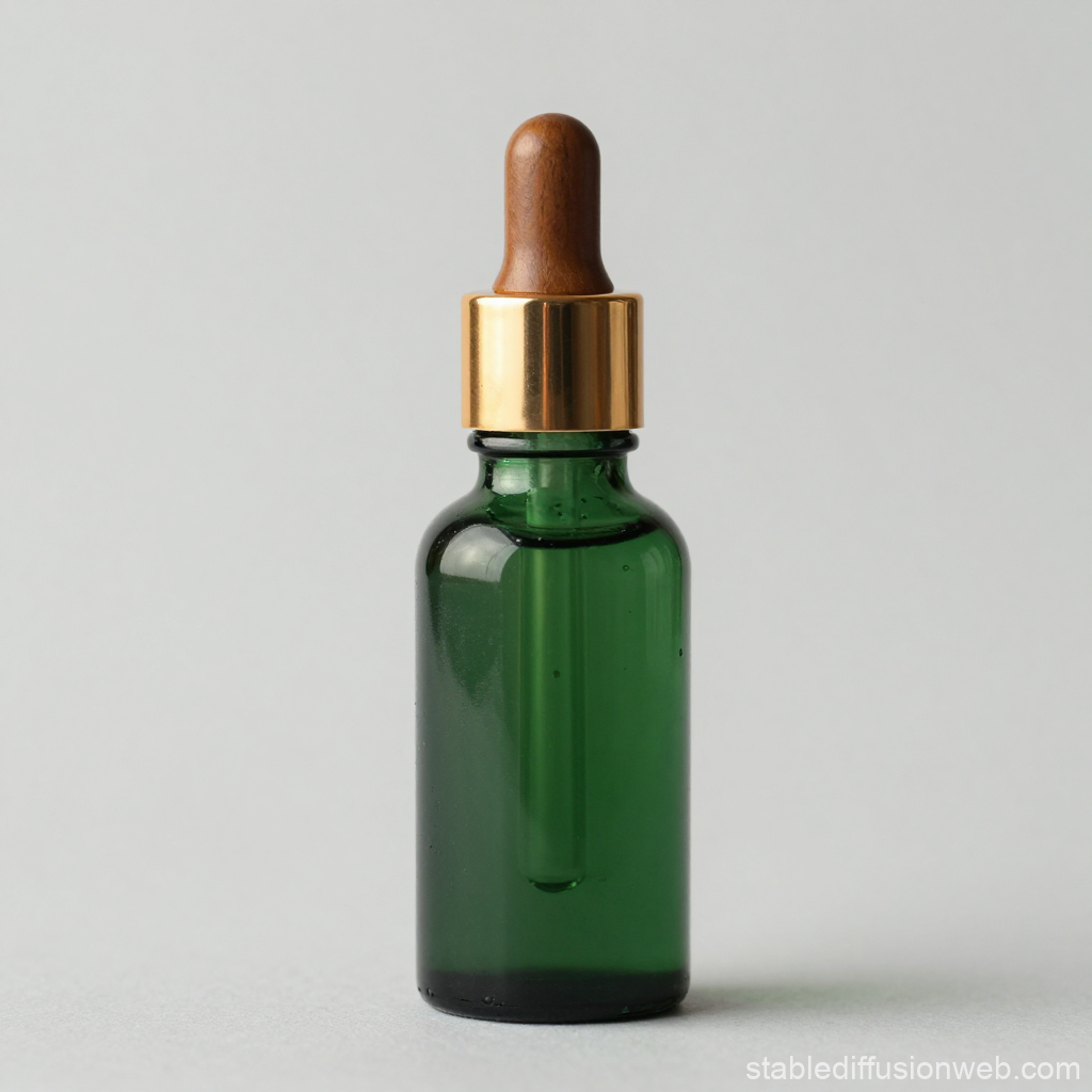 Luxury Green Serum Bottle with Wooden Dropper