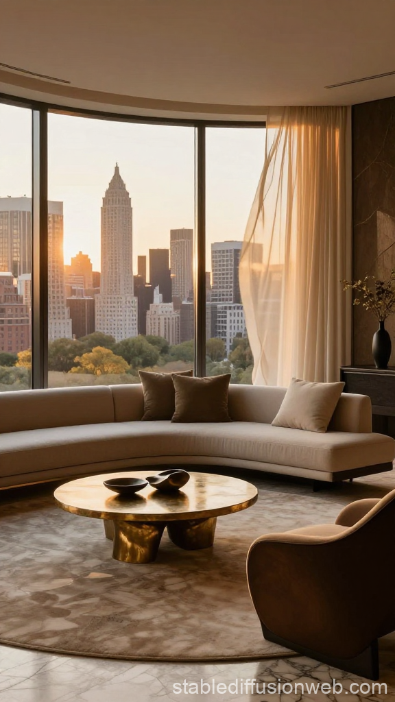 Luxury Manhattan Penthouse Living Room at Sunset