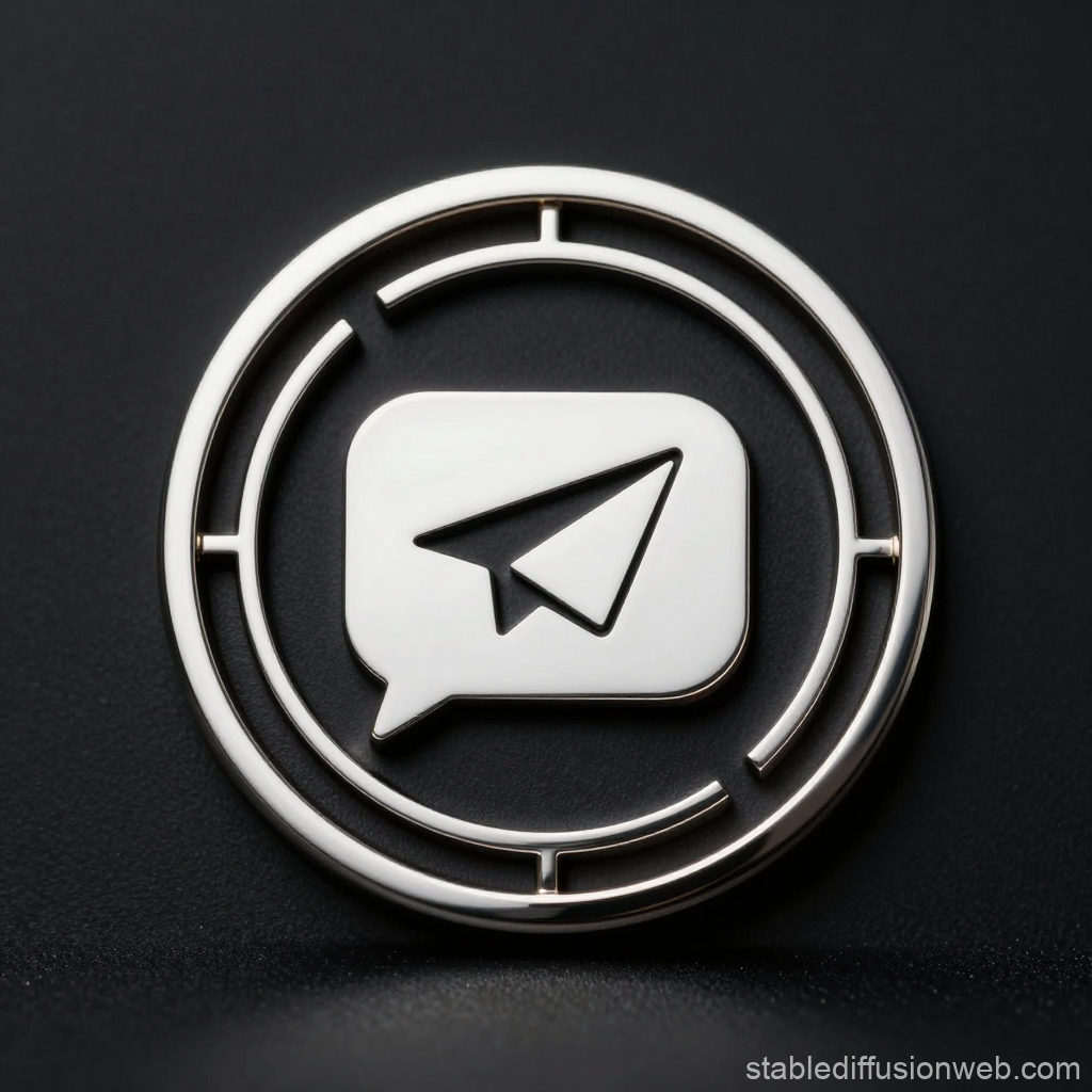 Luxury Metallic Tech Badge with Paper Plane Icon