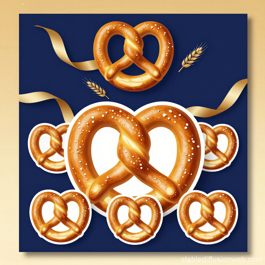 Luxury Pretzel Day Promotional Design with Golden Ribbons