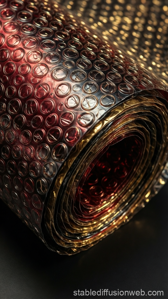 Luxury Red and Gold Bubble Wrap Roll