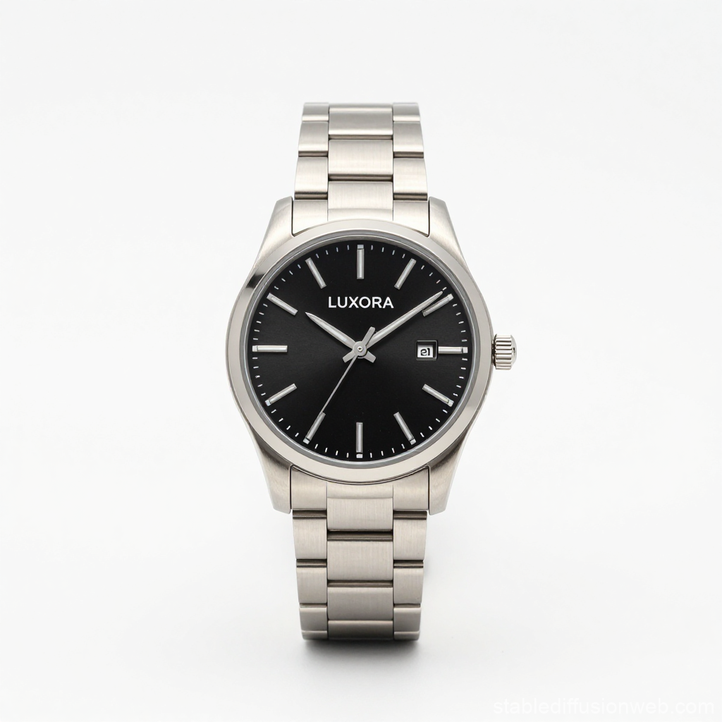 Luxury Stainless Steel Wristwatch with Black Dial