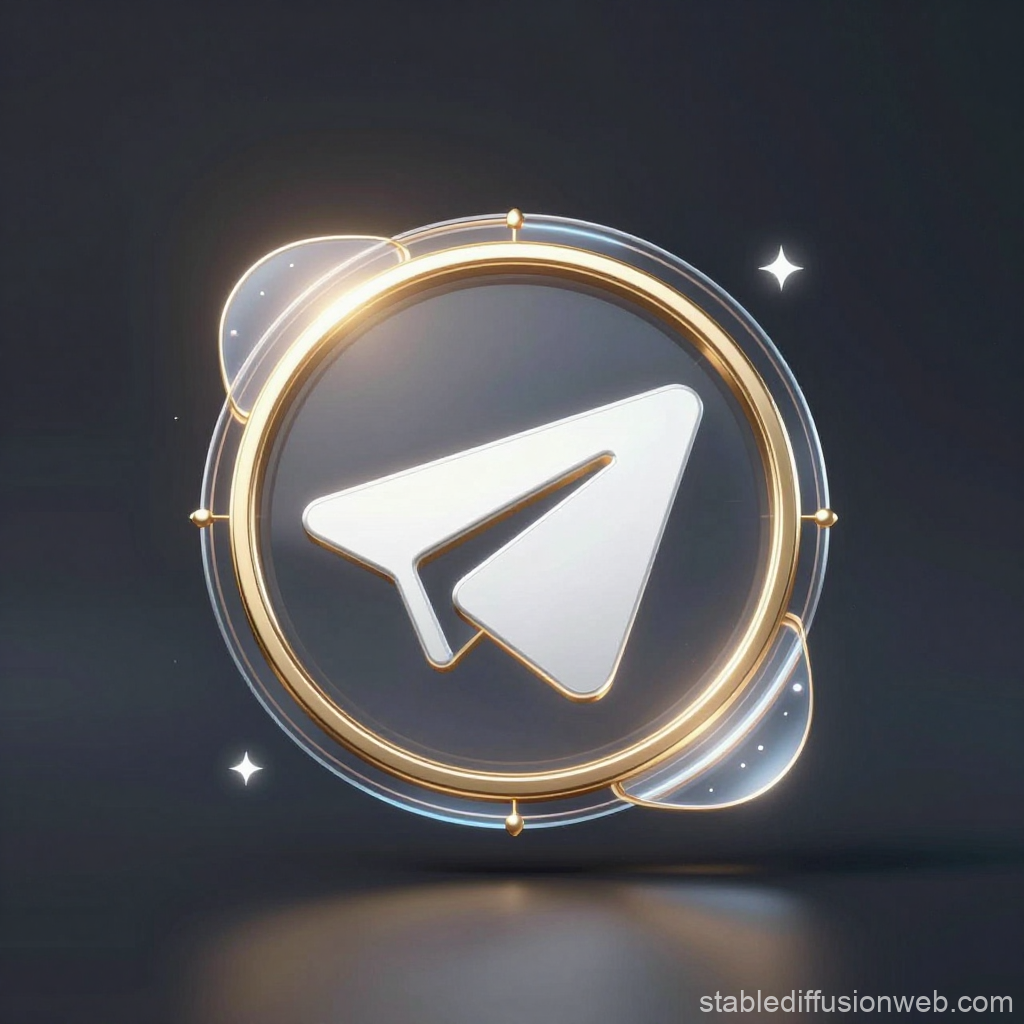 Luxury Telegram Bot Emblem with Gold and Glass Elements