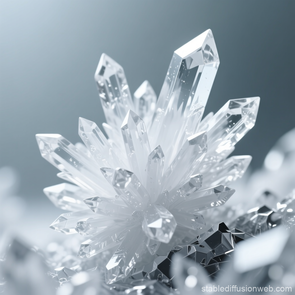 Macro Close-Up of Transparent Crystal Cluster