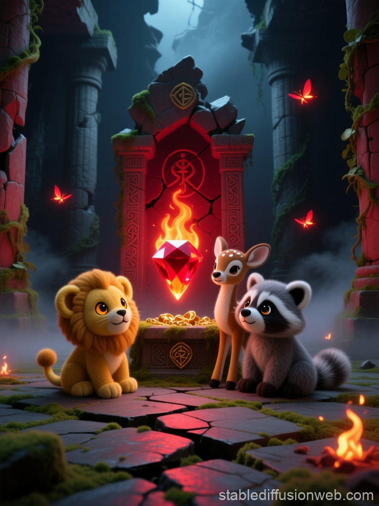 Magical Baby Animals Discover a Glowing Gem in Ancient Ruins