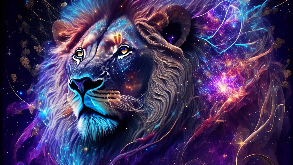 Magical Cosmic Lion with Ethereal Glow