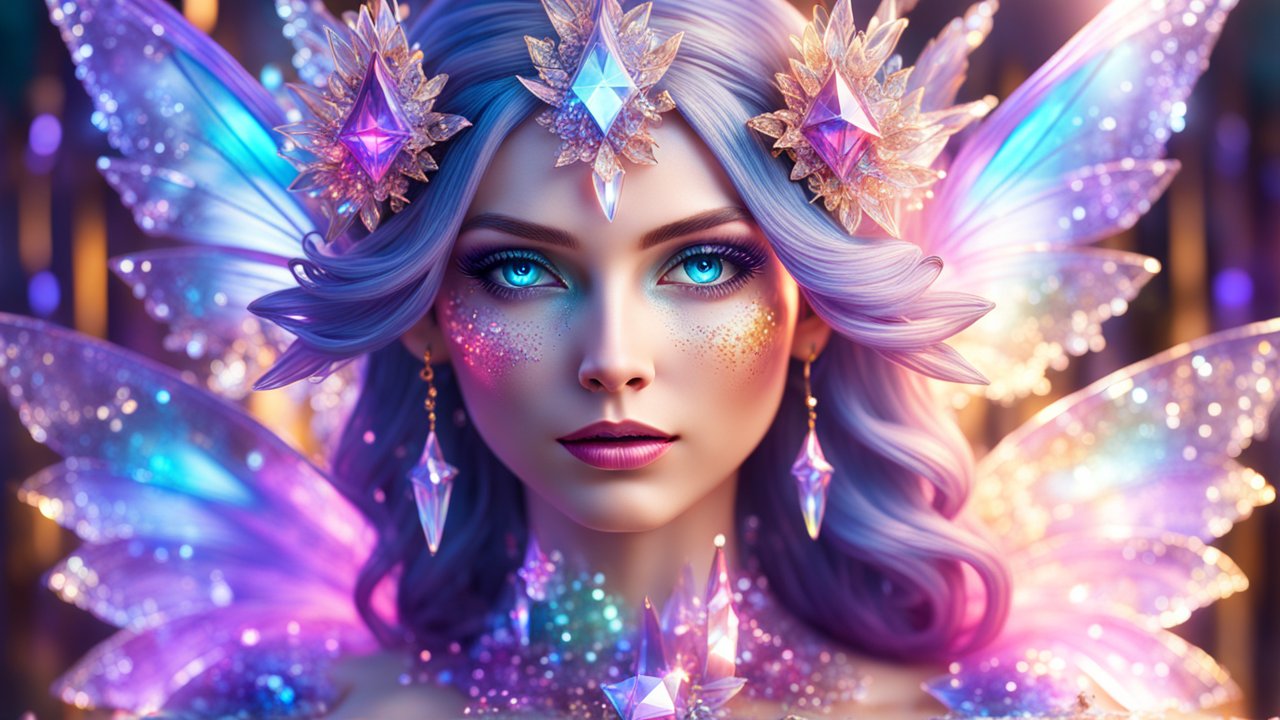 Magical Fairy Queen with Sparkling Crystals