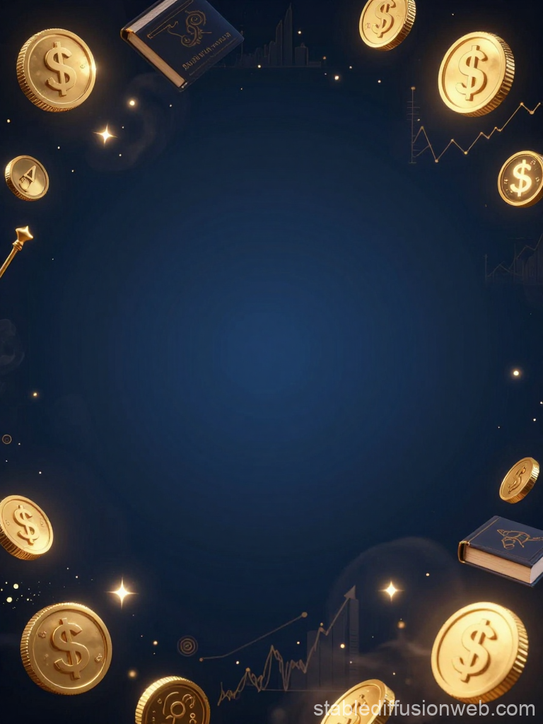 Magical Finance Yearbook Background with Floating Gold Coins
