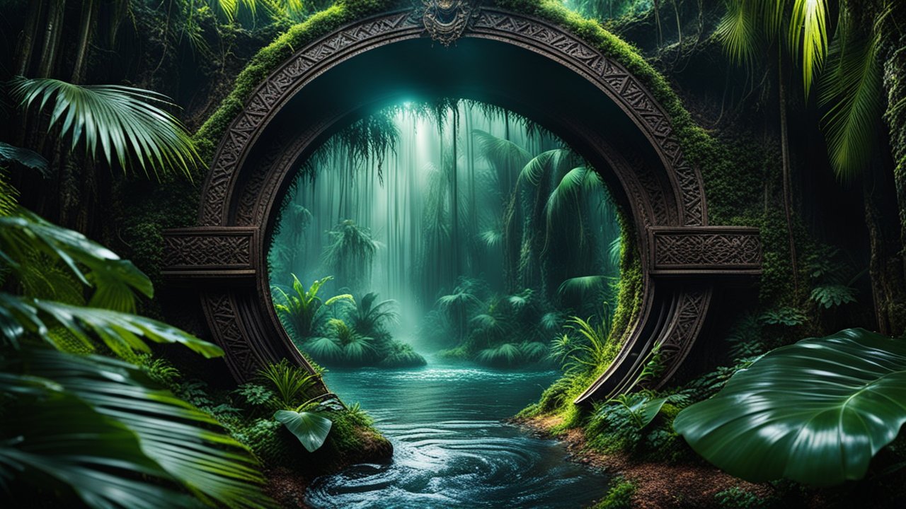 Magical Portal to a Lush Enchanted Jungle