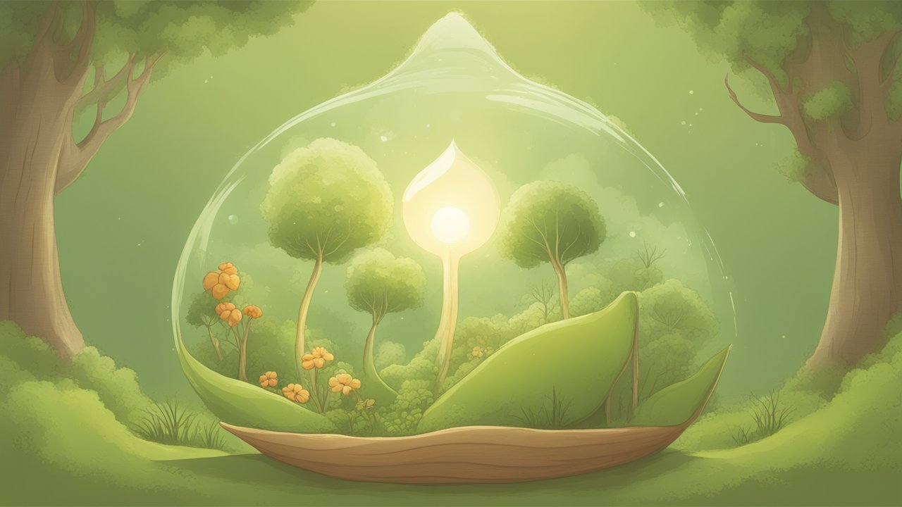 Magical Seed Encased in a Glowing Protective Dome