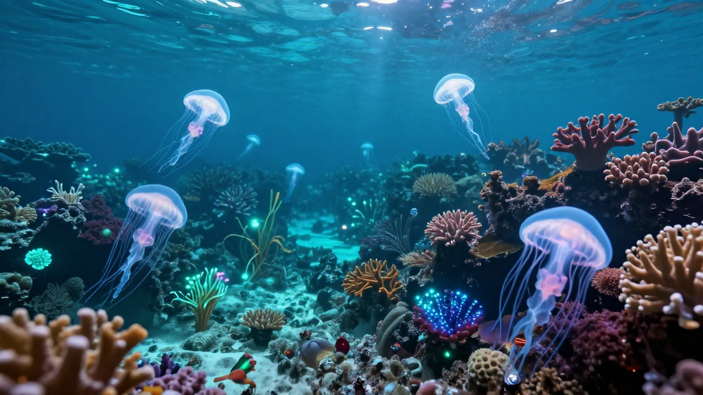 Magical Underwater Fantasy World with Glowing Jellyfish
