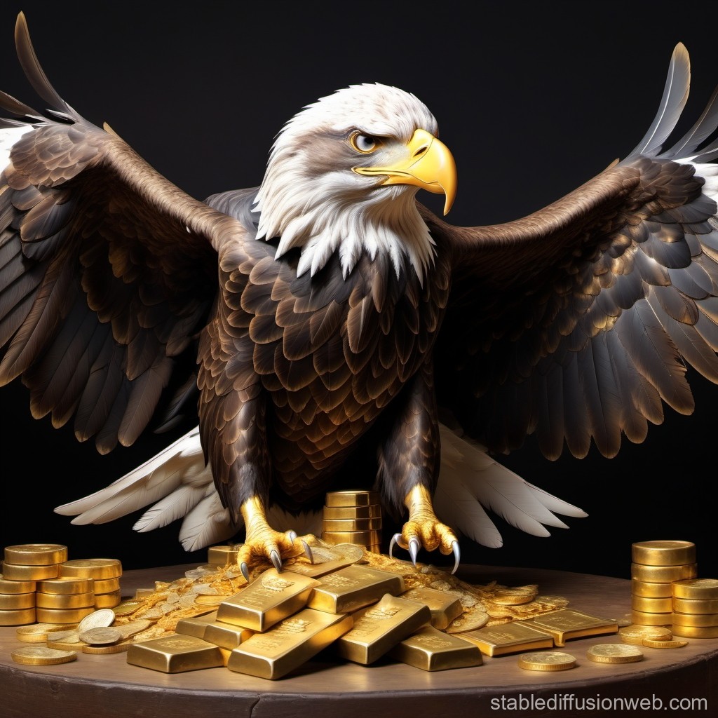 Majestic Bald Eagle Guarding Gold Treasure