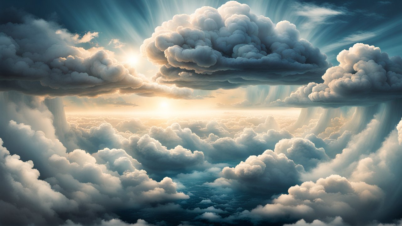 Majestic Cloudscape with Radiant Sunlight