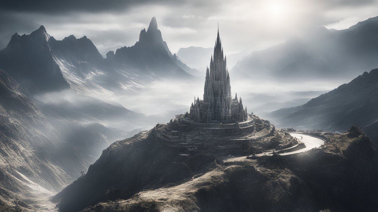 Majestic Gothic Castle on Misty Mountain Peak