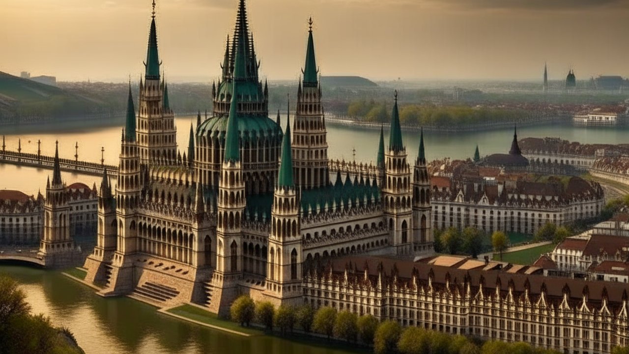 Majestic Gothic Revival Parliament Building by the River