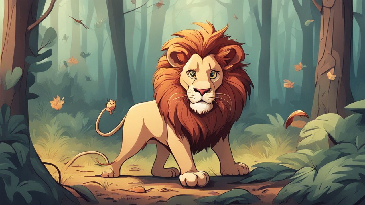 Majestic Lion in Enchanted Forest
