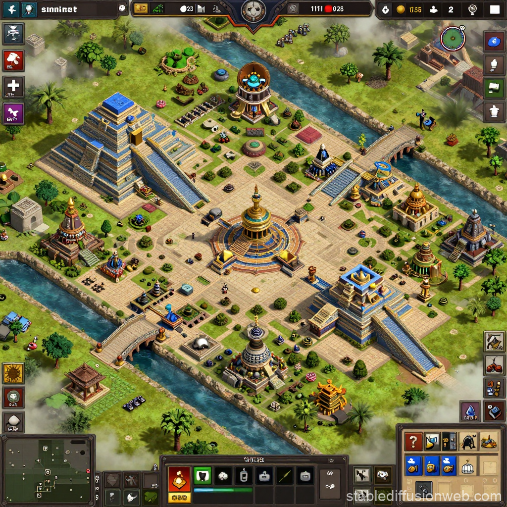 Majestic Maya City Plaza in Strategy Game Interface