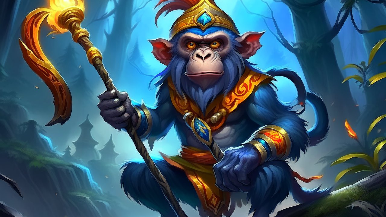 Majestic Monkey King in Enchanted Forest