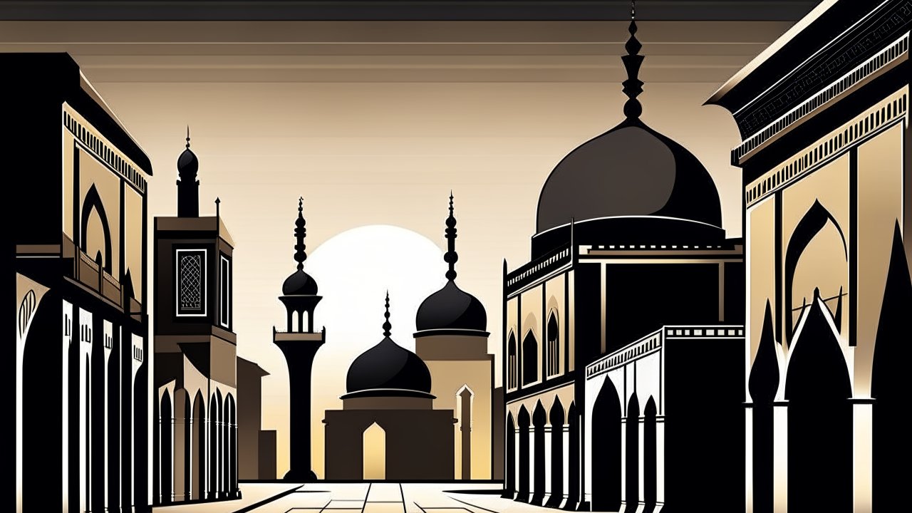 Majestic Mosque Silhouette at Sunset