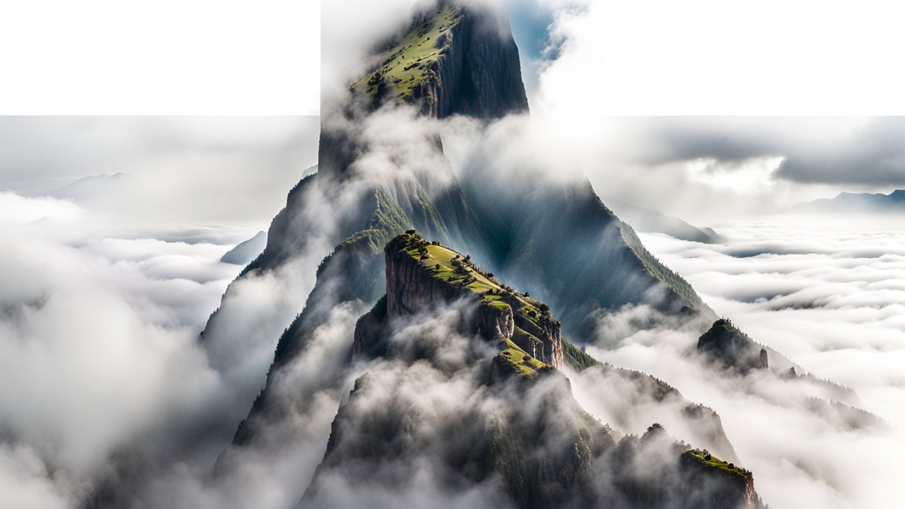 Majestic Mountain Peaks Surrounded by Clouds