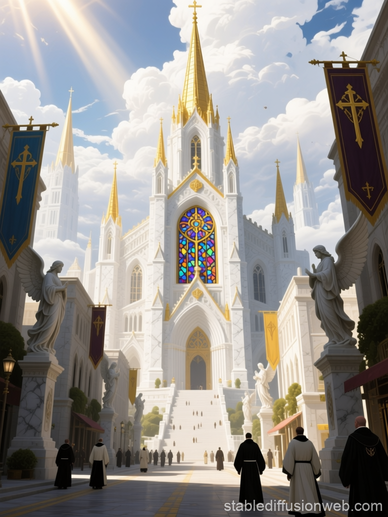 Majestic Sacred Empire Cathedral with Golden Spires
