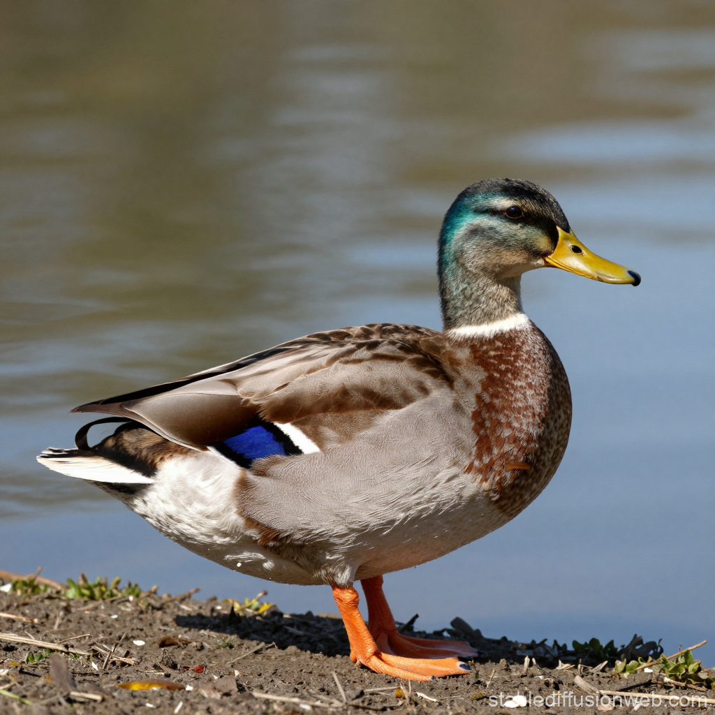 Mallard Duck Standing by the Water