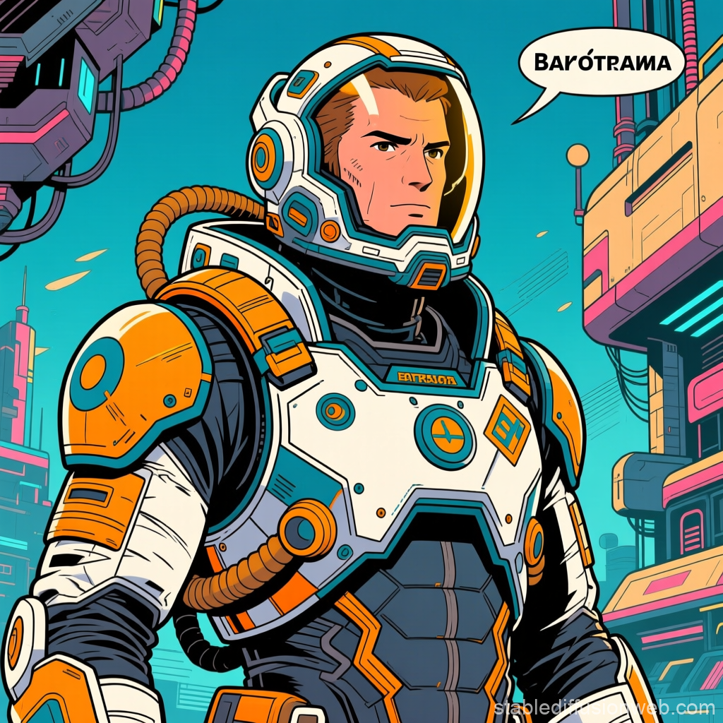 Man in Futuristic Barotrauma Exosuit