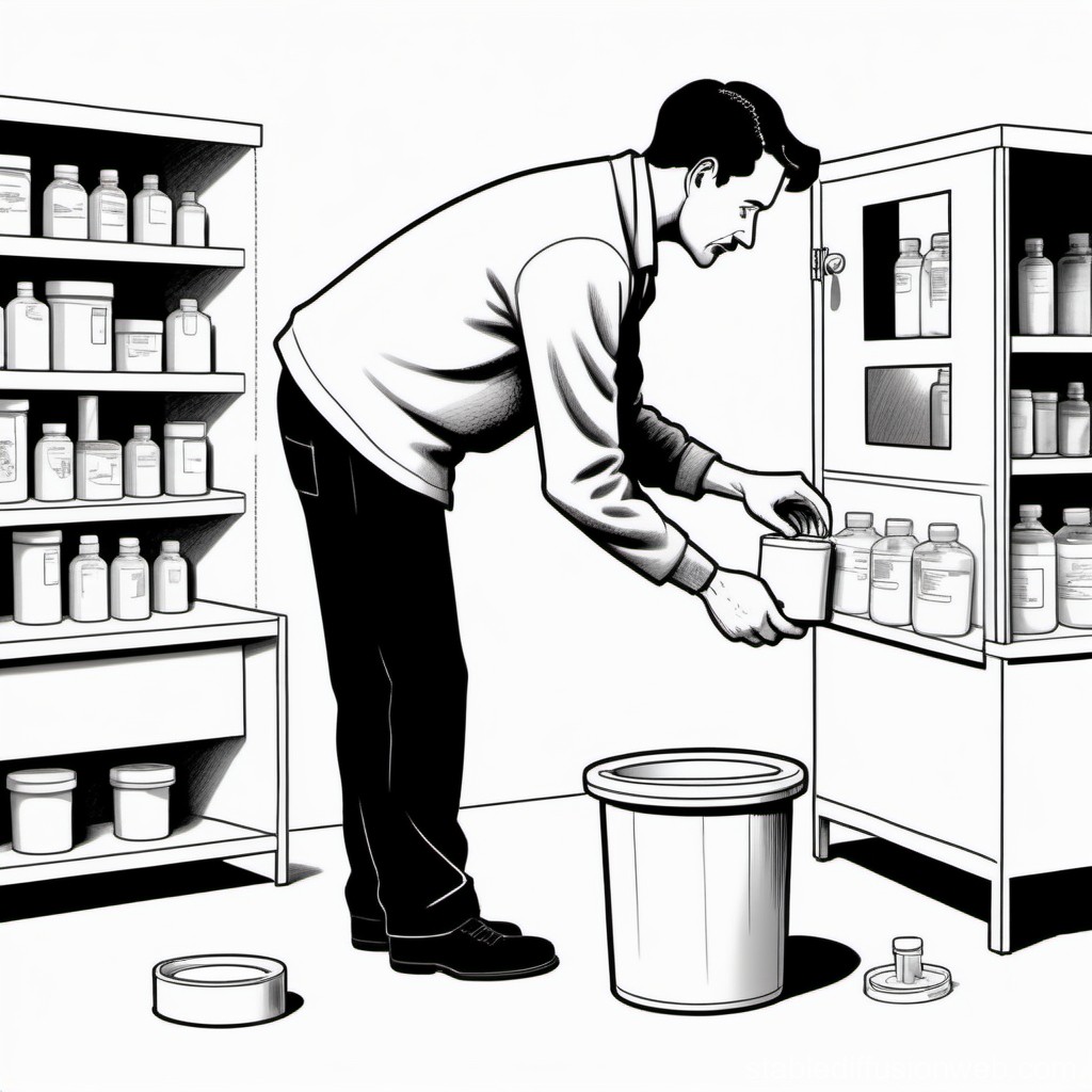 Man Organizing Bottles in a Storage Room