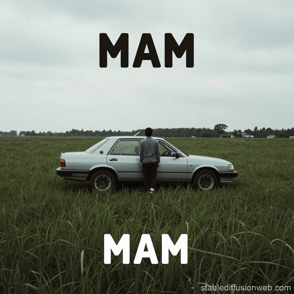 Man Standing Beside Car in Vast Green Field