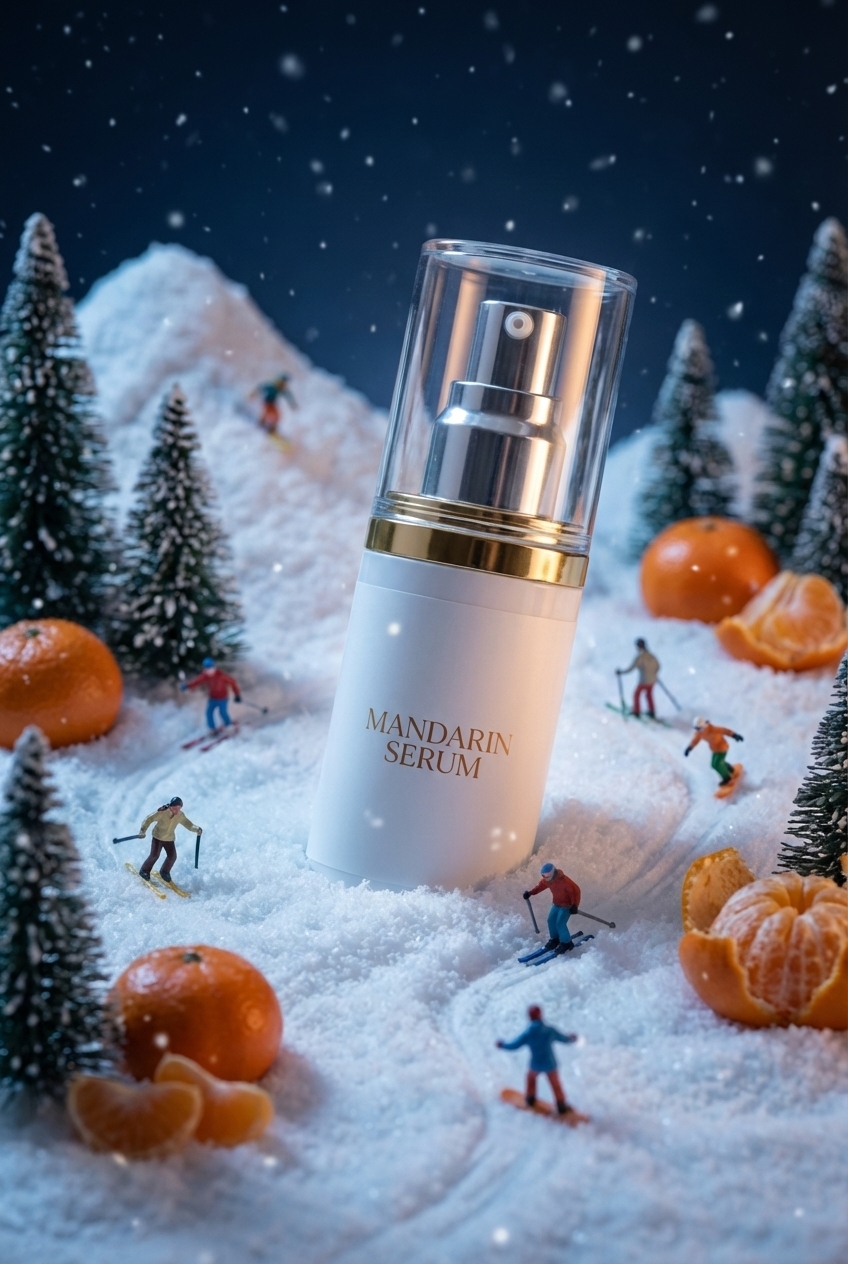 Mandarin Serum in a Winter Ski Scene